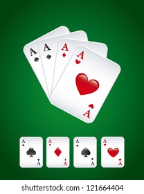 Playing cards over green background. vector illustration
