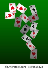 Playing Cards. Pattern for ads of parties, events in Vegas. Vector illustration. Vector illustration in celtic style.