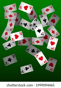 Playing Cards. Pattern for ads of parties, events in Vegas. Vector illustration. Vector illustration in celtic style.