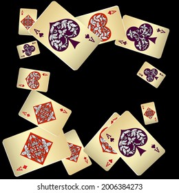 Playing Cards. Pattern for ads of parties, events in Vegas. Vector illustration. Vector illustration in vintage style.