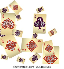 Playing Cards. Pattern for ads of parties, events in Vegas. Vector illustration. Vector illustration in vintage style.