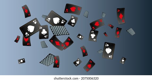 Playing Cards. Pattern for ads of parties, events in Vegas. Vector illustration.
