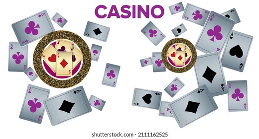 Cartas de juego. Patrón para anuncios de fiestas, eventos en Las Vegas. Ilustración vectorial.