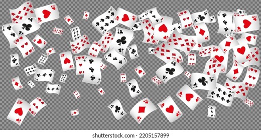 Playing Cards. Pattern for ads of parties, events in Vegas. Vector illustration.
