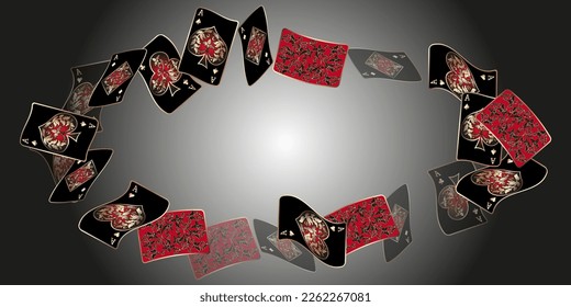 Playing Cards. Pattern for ads of parties, events in Vegas. Vector illustration.