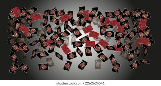 Playing Cards. Pattern for ads of parties, events in Vegas. Vector illustration.