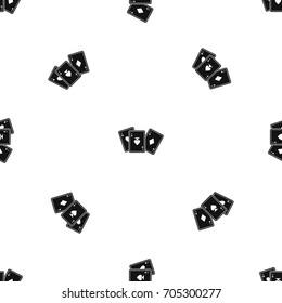 Playing cards pattern repeat seamless in black color for any design. Vector geometric illustration