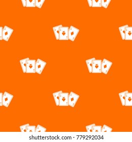 Playing cards pattern repeat seamless in orange color for any design. Vector geometric illustration