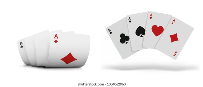 Playing cards for poker in casino. Gambling concept on white background. The combination of playing cards