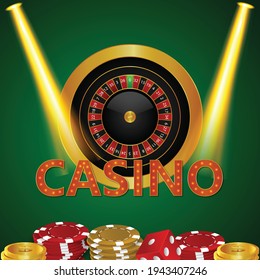 Playing cards and poker chips of casino. Casino slot on white background. Casino vector illustration red , blue and yellow chips
