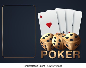 Playing cards and poker chips fly casino. Casino roulette concept on white background. Poker casino vector illustration