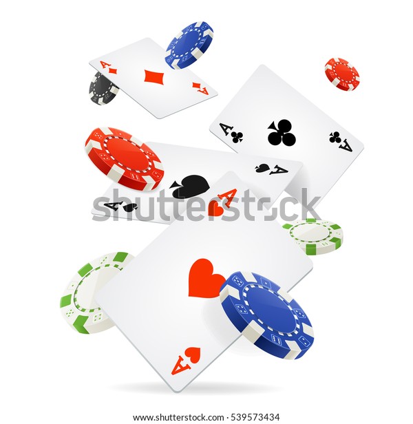 Playing Cards Poker Chips Fly Casino Stock Vector (Royalty Free ...