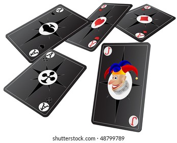 Playing cards for poker with a fine combination in a vector