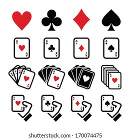 Playing Cards, Poker, Gambling Icons Set 