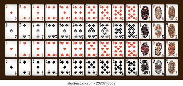 Playing cards for poker. Vector illustration.