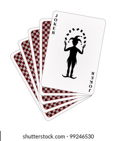 Playing cards - red back side and joker