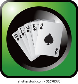 playing cards royal flush on green web button