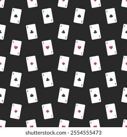 Playing cards seamless background. Four aces pattern. Poker texture.