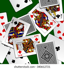 Playing cards seamless pattern background. Original design. Vector illustration