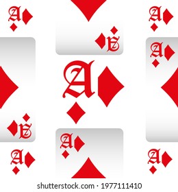 Playing cards seamless pattern. Original background in three-dimensional style. Fashion design for fabric, wallpaper, textile and decor.
