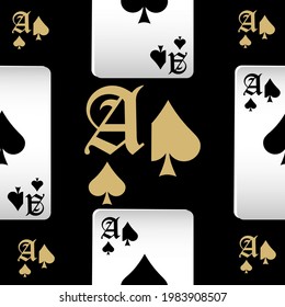 Playing cards seamless pattern. Original background in three-dimensional style. Fashion design for fabric, wallpaper, textile and decor.