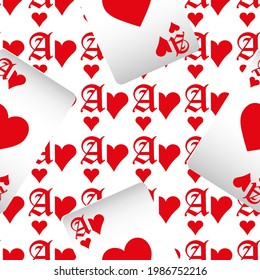 Playing cards seamless pattern. Original background in three-dimensional style. Fashion design for fabric, wallpaper, textile and decor.
