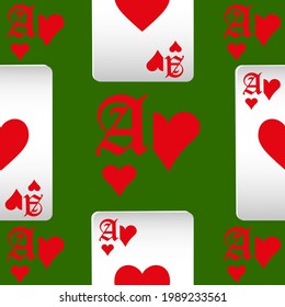 Playing cards seamless pattern. Original background in three-dimensional style. Fashion design for fabric, wallpaper, textile and decor.