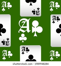 Playing cards seamless pattern. Original background in three-dimensional style. Fashion design for fabric, wallpaper, textile and decor.