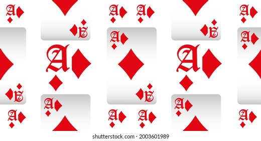 Playing cards seamless pattern. Original background in three-dimensional style. Fashion design for fabric, wallpaper, textile and decor.
