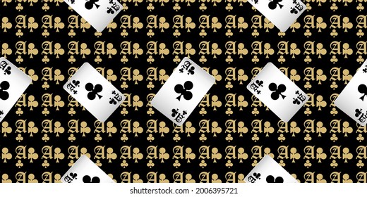 Playing cards seamless pattern. Original background in three-dimensional style. Fashion design for fabric, wallpaper, textile and decor.