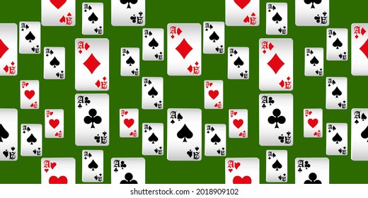 Playing cards seamless pattern. Original background in three-dimensional style. Fashion design for fabric, wallpaper, textile and decor.