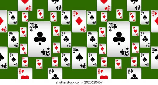 Playing cards seamless pattern. Original background in three-dimensional style. Fashion design for fabric, wallpaper, textile and decor