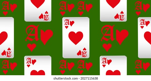 Playing cards seamless pattern. Original background in three-dimensional style. Fashion design for fabric, wallpaper, textile and decor.
