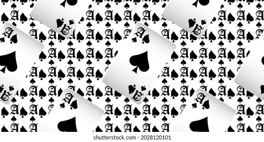 Playing cards seamless pattern. Original background in three-dimensional style. Fashion design for fabric, wallpaper, textile and decor.