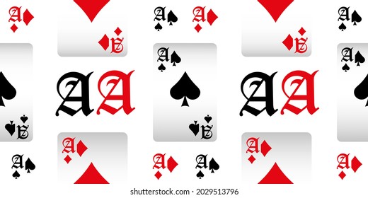 Playing cards seamless pattern. Original background in three-dimensional style. Fashion design for fabric, wallpaper, textile and decor.