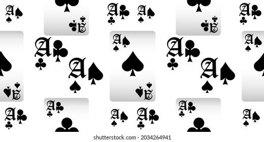 Playing cards seamless pattern. Original background in three-dimensional style. Fashion design for fabric, wallpaper, textile and decor.