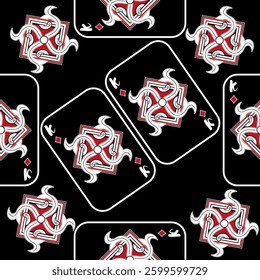 Playing cards seamless pattern. Original background in three-dimensional style. Fashion design for fabric, wallpaper, textile and decor.
