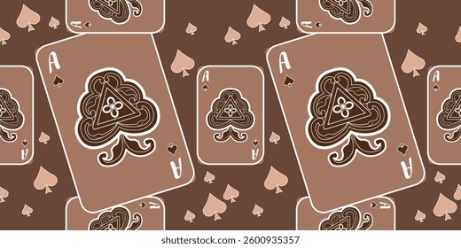 Playing cards seamless pattern. Original background in three-dimensional style. Fashion design for fabric, wallpaper, textile and decor.
