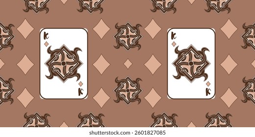Playing cards seamless pattern. Original background in three-dimensional style. Fashion design for fabric, wallpaper, textile and decor.
