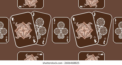 Playing cards seamless pattern. Original background in three-dimensional style. Fashion design for fabric, wallpaper, textile and decor.
