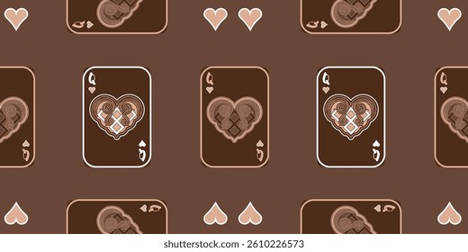 Playing cards seamless pattern. Original background in three-dimensional style. Fashion design for fabric, wallpaper, textile and decor.

