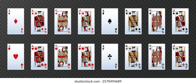 Playing Cards Set with Aces and Royals Vector Set