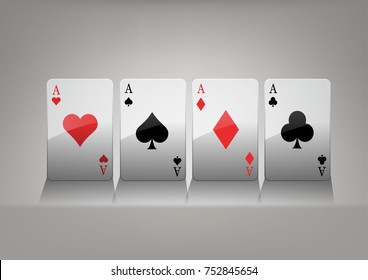 Playing cards. A set of aces. Stylized cards.