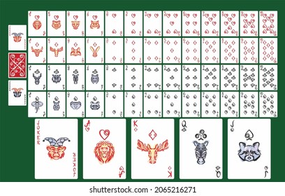 Cartas de juego con animales