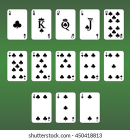 Playing cards. Set of  Clubs