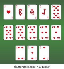 Playing cards. Set of  Hearts