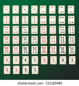 Playing Cards Set - Isolated On Green Background - Vector Illustration, Graphic Design Editable For Your Design. 