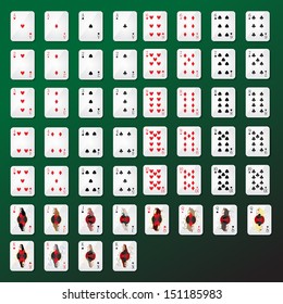 Playing Cards Set - Isolated On Green Background - Vector Illustration, Graphic Design Editable For Your Design. 