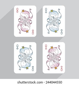 Playing Cards Set Skull - Queen