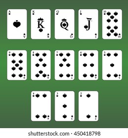 Playing cards. Set of  Spades